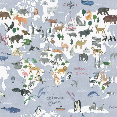 Holden Decor Animal Maps Blue Wallpaper Wallpaper 13250