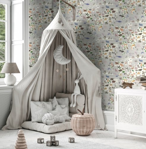 Holden Decor Animal Maps Grey Wallpaper 13252