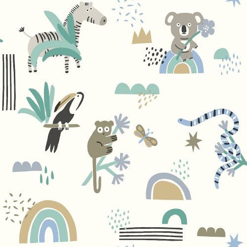 Holden Decor Abstract Animals Blue & Teal Wallpaper 13352