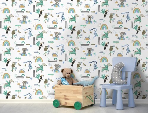 Holden Decor Abstract Animals Blue & Teal Wallpaper 13352