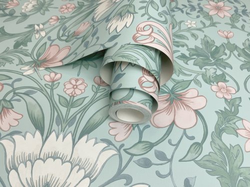 Holden Decor Vintage Floral Soft Teal Wallpaper Roll