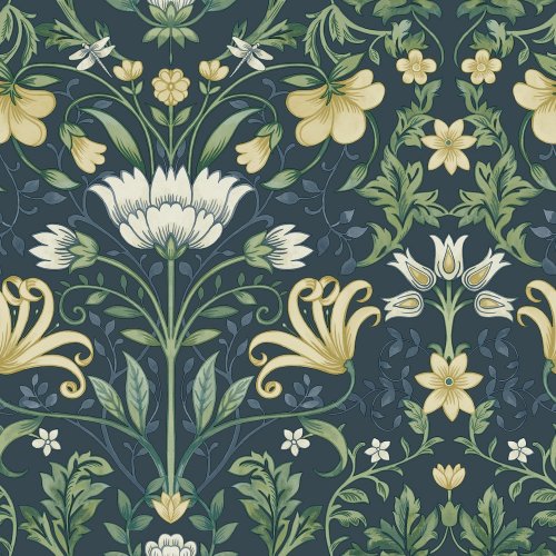 Holden Decor Vintage Floral Navy Wallpaper