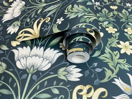 Holden Decor Vintage Floral Navy Wallpaper Roll