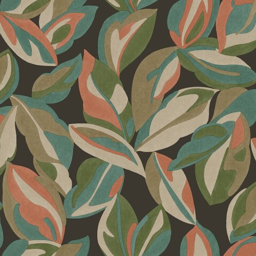 Holden Decor Abstract Leaf Charcoal Wallpaper