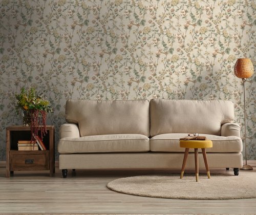 Holden Decor Floral Bird Trail Cream Wallpaper Room