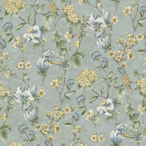 Holden Decor Floral Bird Trail Blue Wallpaper
