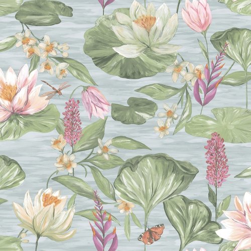 Holden Decor Lily Pad Blue Wallpaper