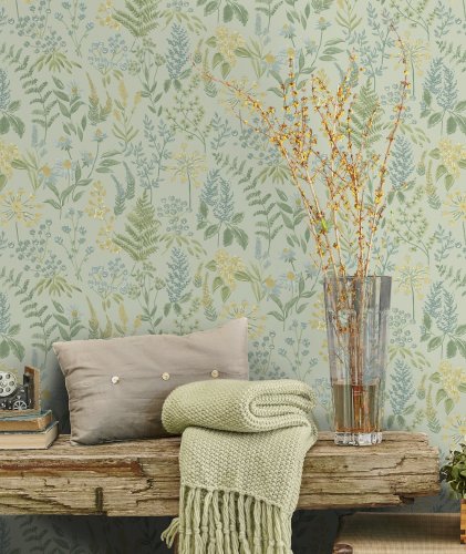 Holden Decor Floral Sprig Blue Wallpaper Room