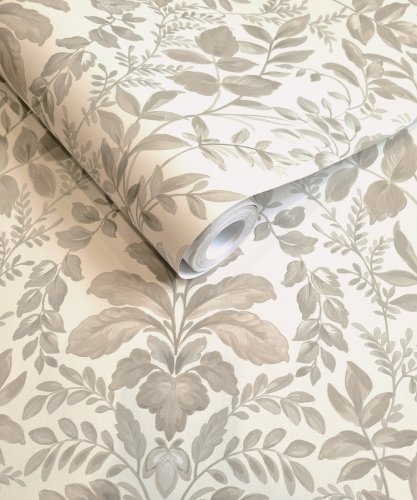 Holden Decor Leaf Damask Beige Wallpaper Roll