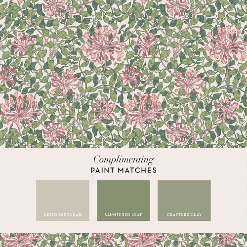 Matching paints paired with Honeysuckle Blossom wallpaper
