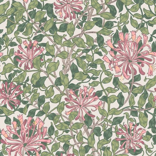 Flat image of Honeysuckle Blossom wallpaper by William Morris at Home