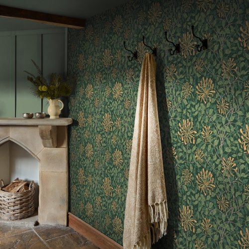 William Morris at Home Honeysuckle Verde Room