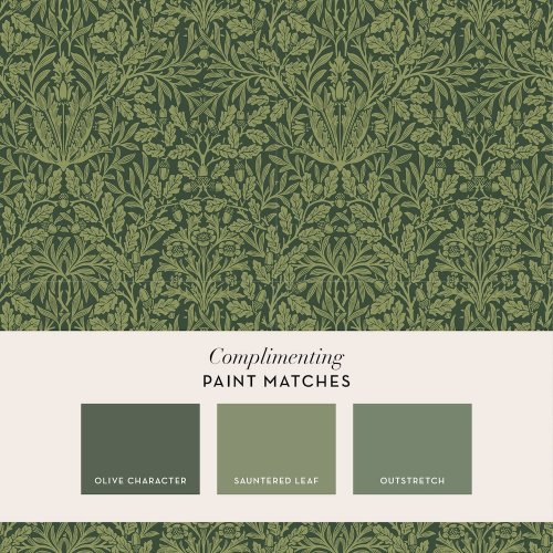 Matching paints paired with Acorn Garden Green wallpaper