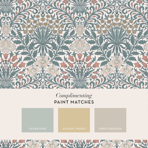 Matching paints paired with Garden Dusty Blue wallpaper