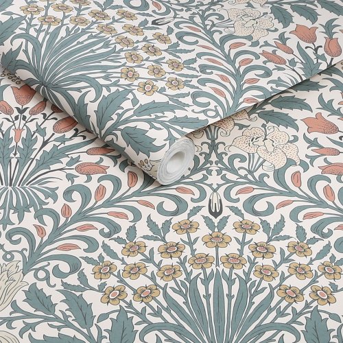 Roll shot of Garden Dusty Blue wallpaper pattern