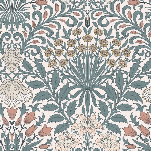 Flat image of Garden Dusty Blue wallpaper by William Morris at Home