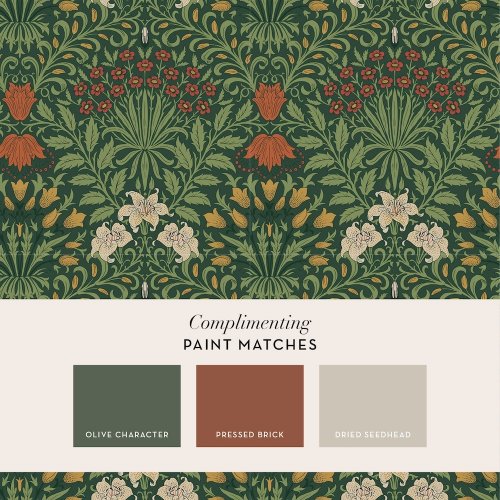 Matching paints paired with Garden Moss Green wallpaper