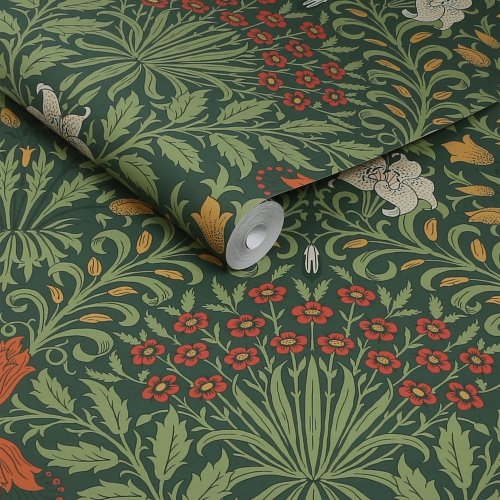 Roll shot of Garden Moss Green wallpaper pattern
