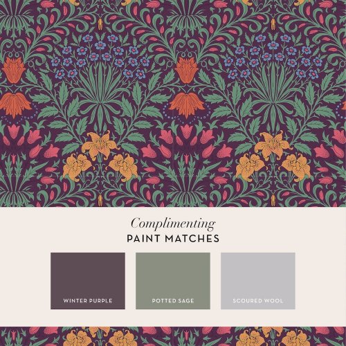 Matching paints paired with Garden Dewberry wallpaper