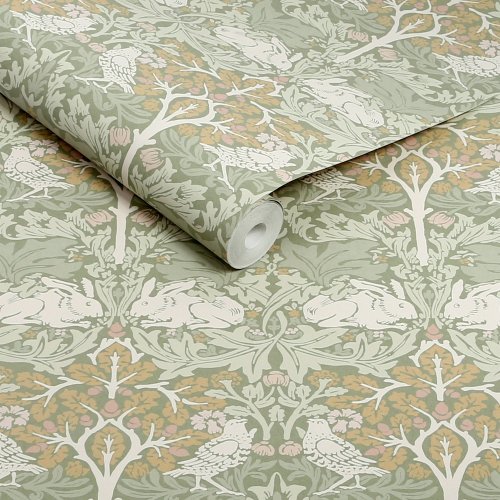 Roll shot of Brother Rabbit Sage wallpaper pattern