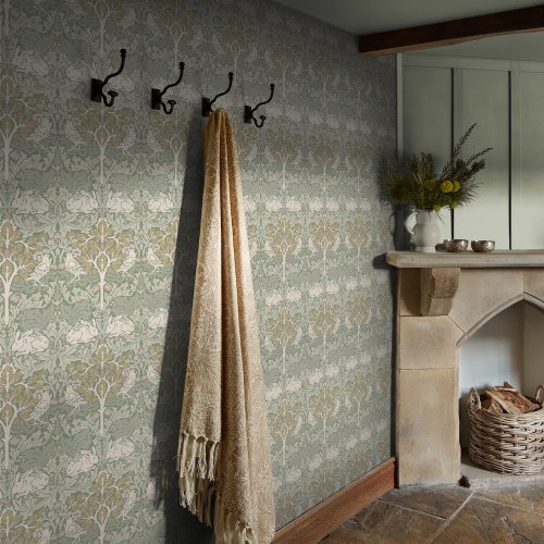 Styled interior with Brother Rabbit Sage wallpaper