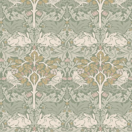 Flat image of Brother Rabbit Sage wallpaper by William Morris at Home