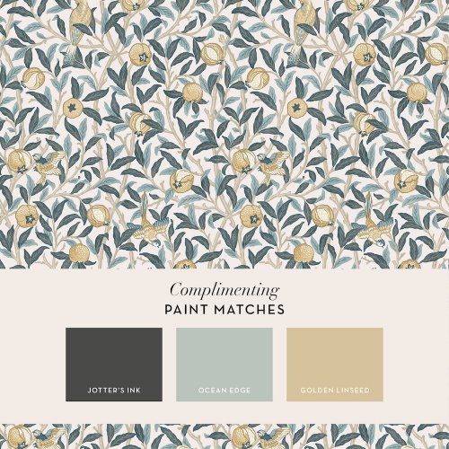 Matching paints paired with Bird & Pomegranate Cloudy Blues wallpaper