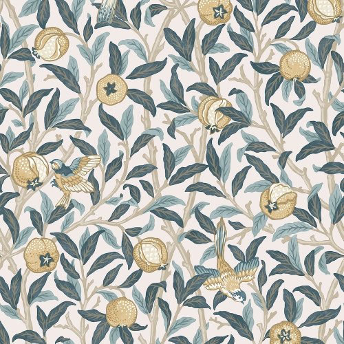 Flat image of Bird & Pomegranate Cloudy Blues wallpaper by William Morris at Home