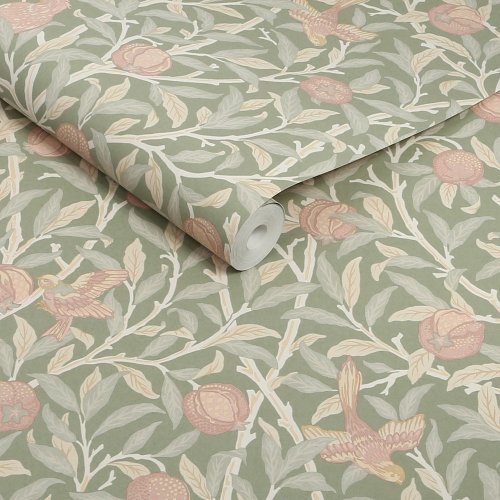 Roll shot of Bird & Pomegranate Rose Garden wallpaper