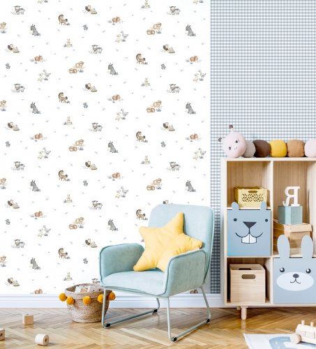 Galerie Two Tone Gingham Blue Wallpaper
