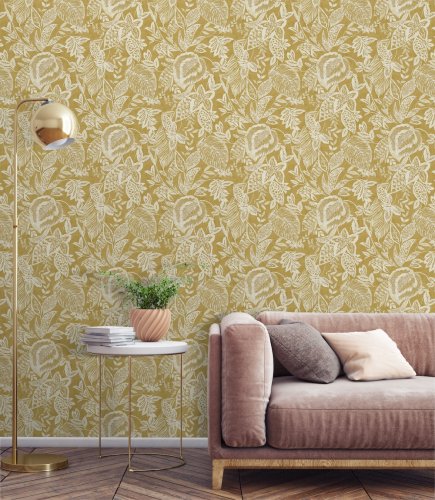 Grandeco Mae Ochre Wallpaper 171802