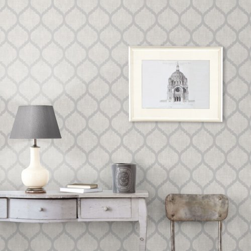 Darcy James Zara Trellis Grey & Silver Wallpaper 173551