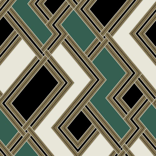 Grandeco Fabric Geo Green Wallpaper 177501