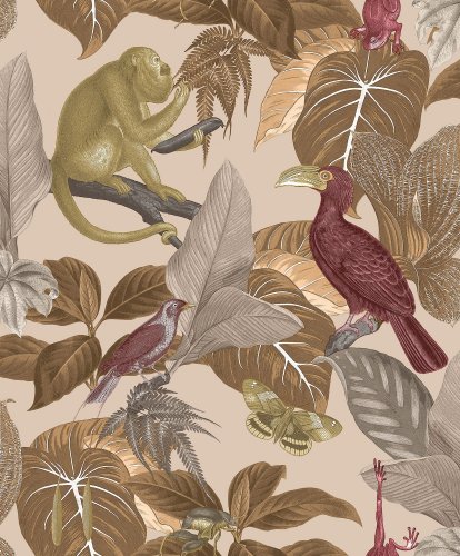 Galerie Tropical Life Beige & Red Wallpaper 18504