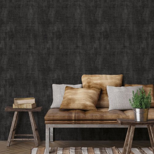 Galerie Into The Wild Textured Plain Black Wallpaper 18589