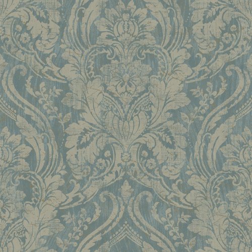 Grandeco Textured Damask Teal Wallpaper