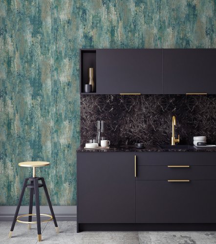 Grandeco Vincenzo Green Wallpaper Room