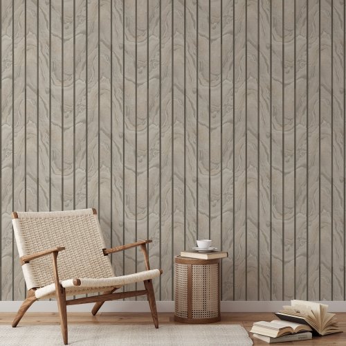 Muriva Woodgrain Panel Natural Wallpaper 193501