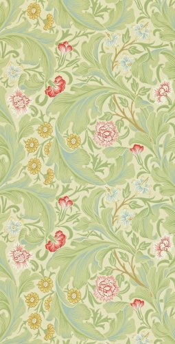 Morris & Co Leicester Green/Coral Wallpaper 212543