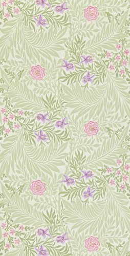 Morris & Co Larkspur Olive and Lilac Wallpaper 212555