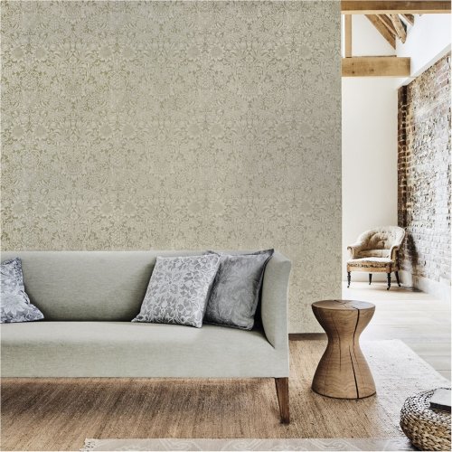 Morris & Co Pure Sunflower Pearl & Ivory Wallpaper Room