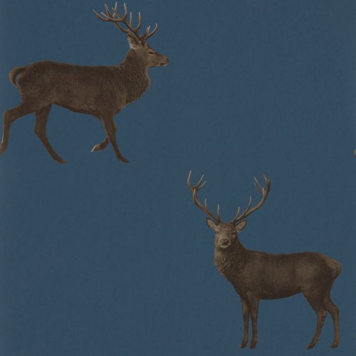 Sanderson Elysian Evesham Deer Indigo Wallpaper 216620