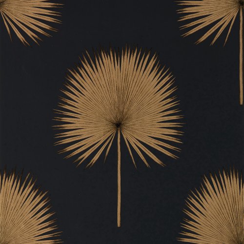 Sanderson Fan Palm Charcoal/Gold Wallpaper 216639