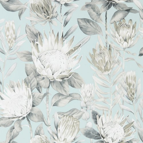 Sanderson King Protea Aqua/Linen Wallpaper 216645