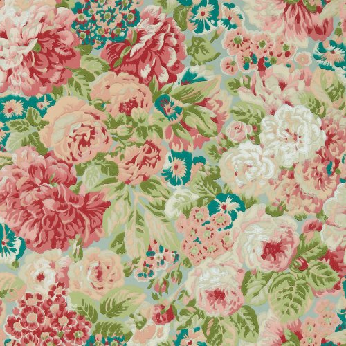 Sanderson Rose and Peony Blue Clay and Carmen Light Wallpaper 217029