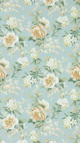 Sanderson Olivia Sky Mist/Tan Wallpaper 217039