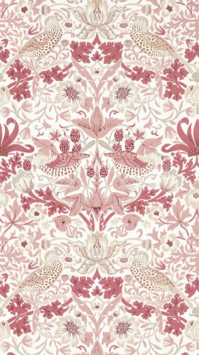 Morris & Co Simply Strawberry Thief Madder Wallpaper Long