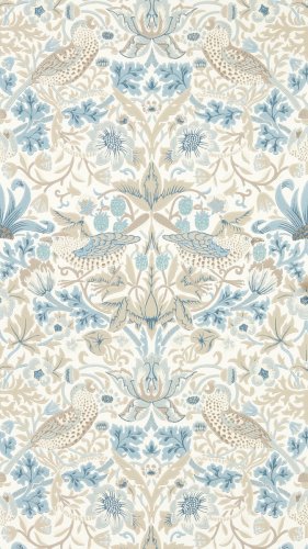 Morris & Co Simply Strawberry Thief Slate / Vellum Wallpaper Long