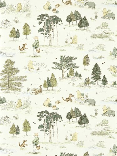 Sanderson Whinnie the Pooh Macaron Green Wallpaper Room
