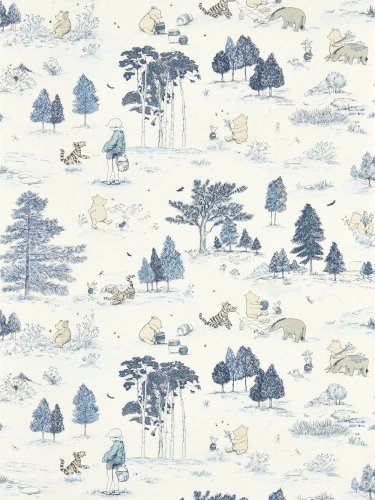 Sanderson Whinnie the Pooh BonBon Blue Wallpaper Room